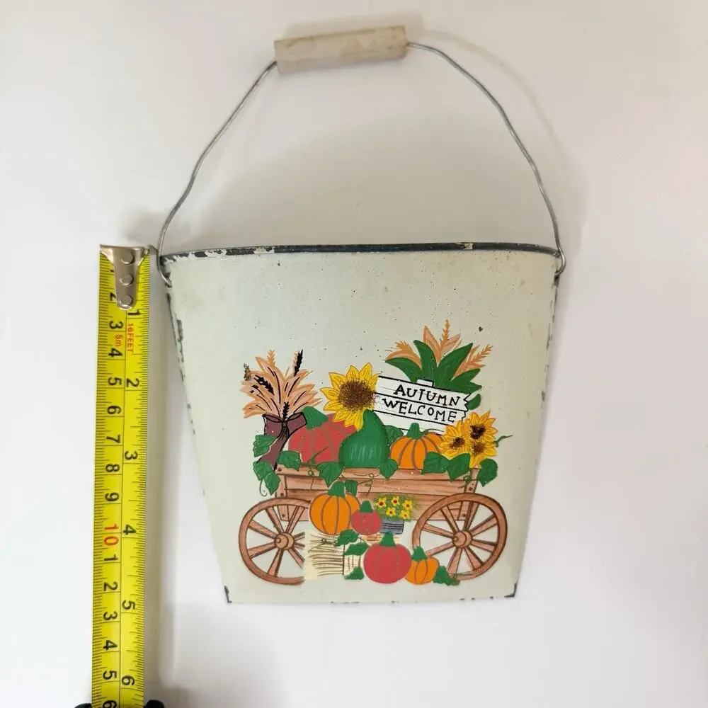 Fall Decor‎ Wall Pocket- Metal/ Tin. Welcome Autumn. Cottage Core.